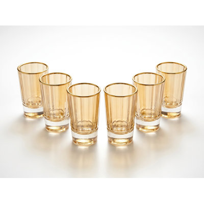 Verre à liqueur Barski, ambre avec bordure dorée, 2 oz, ensemble de 6