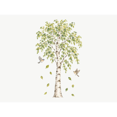 Large Birch Tree Wall Decals, Set of 12 Peel and Stick Nursery Wall Stickers, Satin Finish Removable Kids Room Wall Art, 28"W x 28"H (70 x 70 cm)
