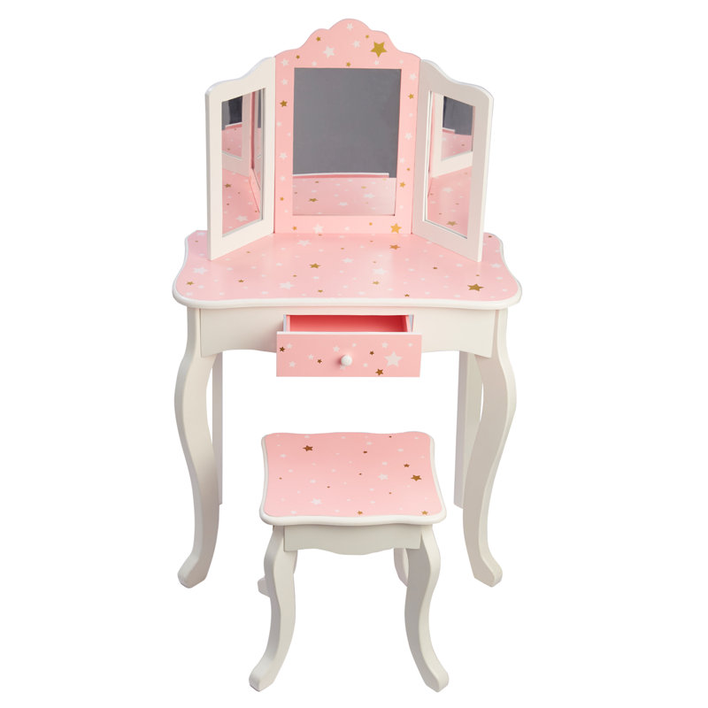 Ensemble de coiffeuse et tabouret Teamson Kids Star avec miroir