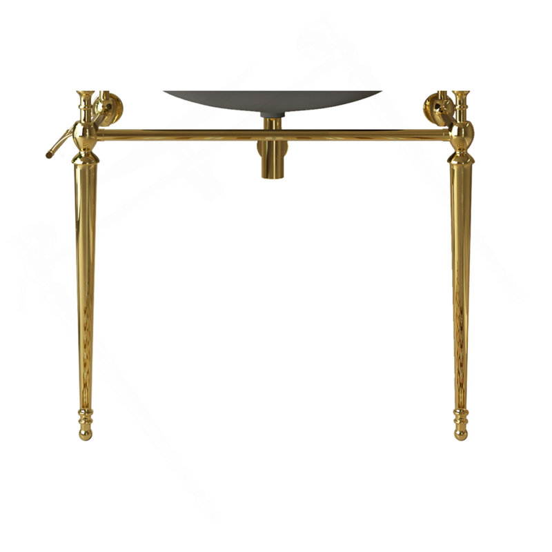 Console de salle de bain 36 po avec pieds en fer, sans lavabo et robinet, or