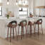 Leona Wooden Faux Leather Stools-596704512-596704515