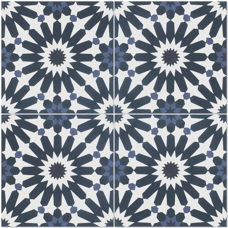 Carreau de sol et mur espagnol / marocain en ciment 8 po x 8 po Tangier Petite Blues
