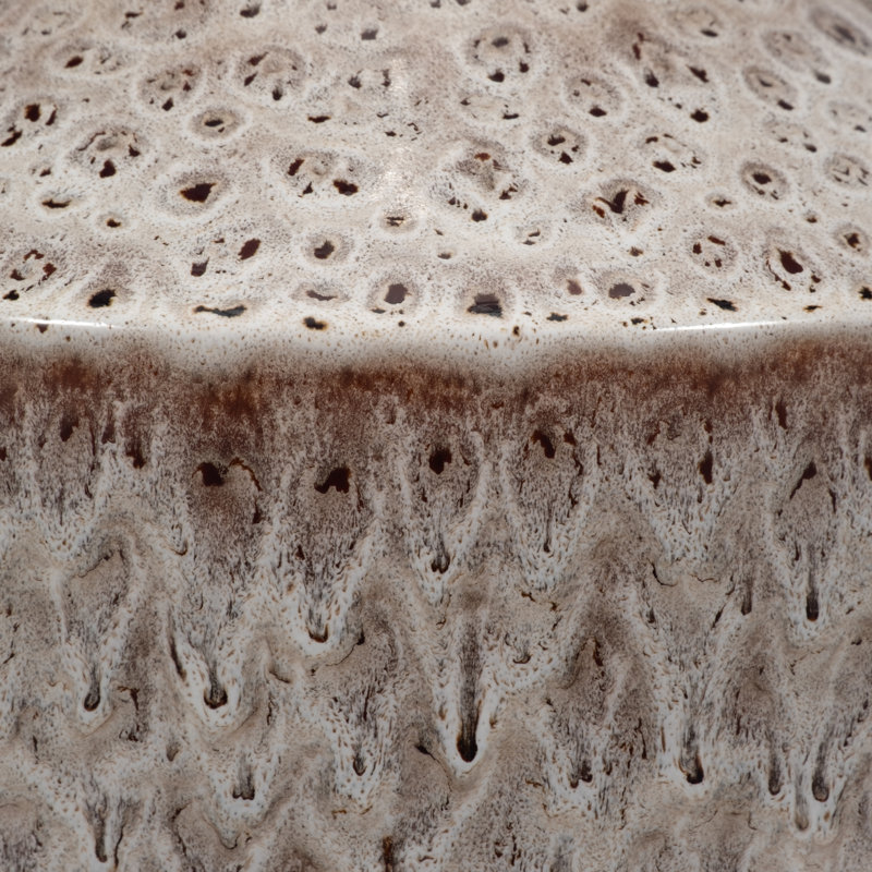 Stoneware Decorative Vase with Textured Design and Removable Lid - Modern Accent Piece, Brown/Beige, 23" H x 12" W x 12" D