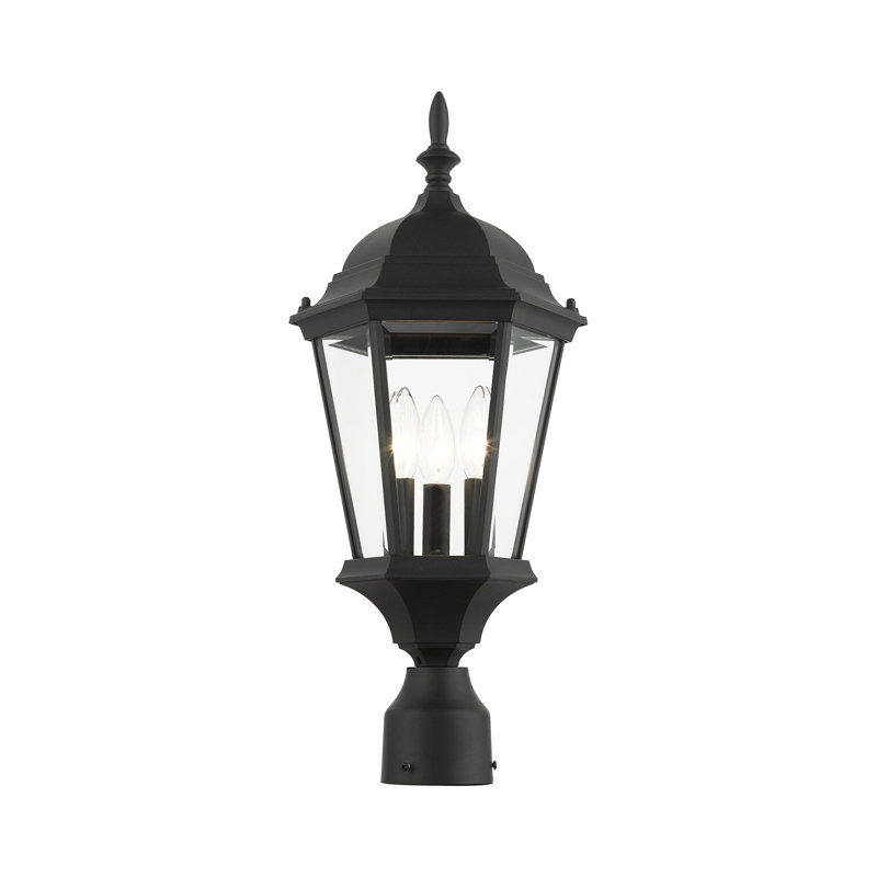 Tête de lanterne câblée texturée noire 1 lumière H 21 po