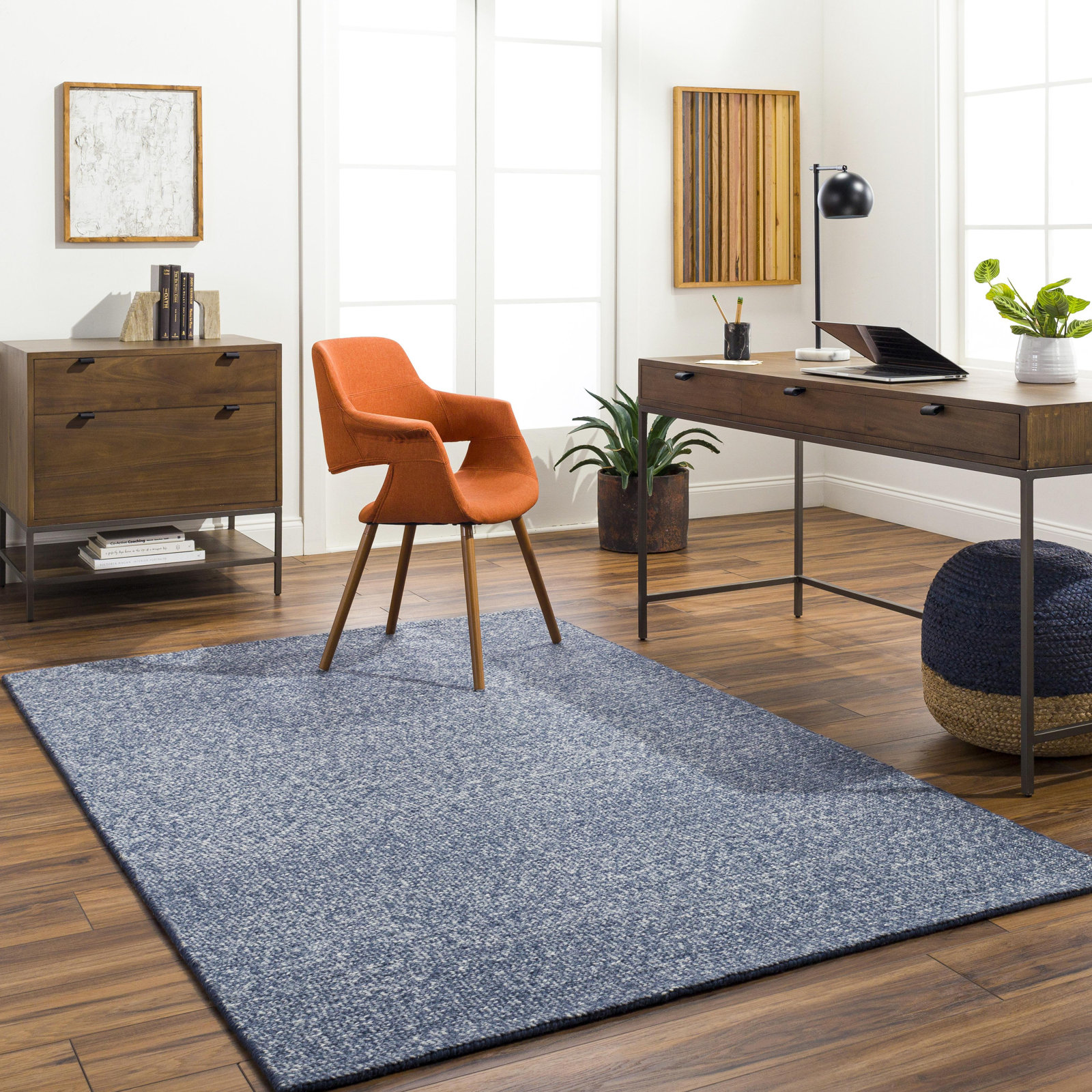 Tariah Hand-Woven Blue Rug, Rectangle 5' x 7'6"