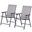 2 chaises de patio pliantes, une sangle extérieure empilable avec pour la pelouse, le camping, la plage. Structure en métal, gris, sans assemblage, capacité de 242 lb de chaises porteuses, salle à manger