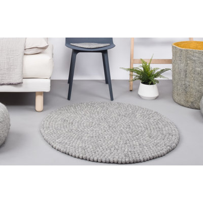 Round Solid Colour Wool Hand Woven Area Rug