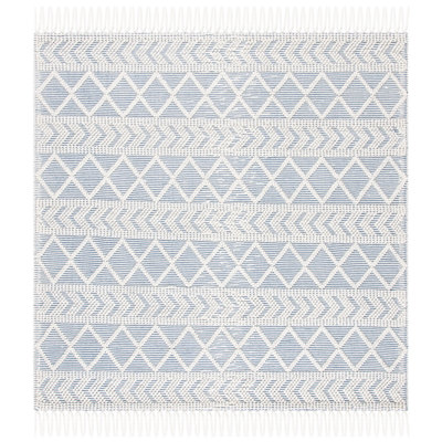 Natura Hand Loomed Wool/Cotton Southwestern Rug in Ivory/Blue