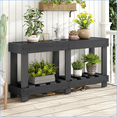 U_Style Vintage Solid Fir Wood Coffee Table - 62.9'' Extra-Long Top, Space-Saving Shelf for Living Room Entryway