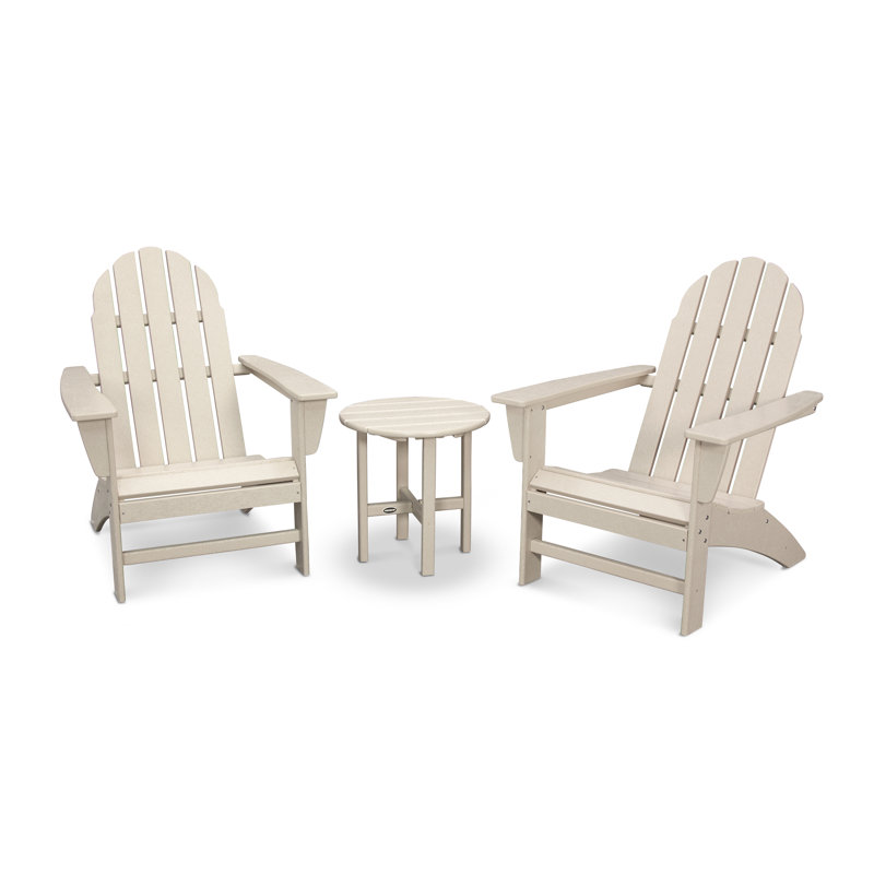 POLYWOOD Classic Adirondack 3-Piece Adirondack Set, Sand