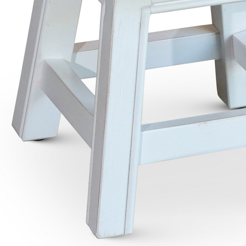 Escabeau en bois Jacqueline, Blanc