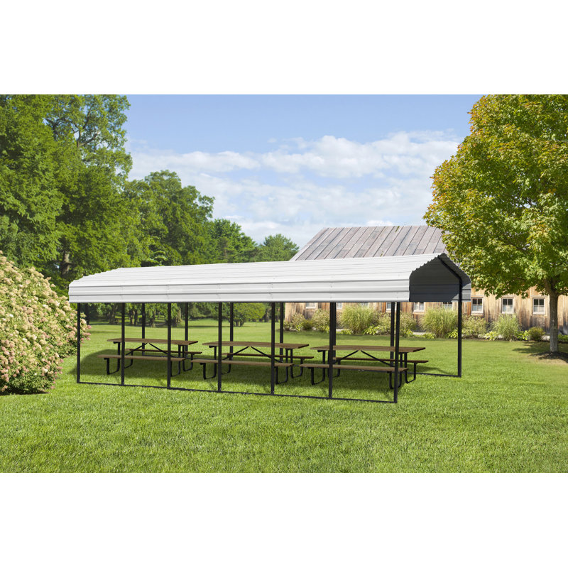 Eggshell Steel Carport Kit with Galvanized Roof
