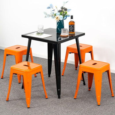 Juddson Counter Stool Set Of 4,18" Industrial Stackable Metal Bar Stools, Backless Metal Dining Chairs For Indoor Outdoor Kitchen Classroom