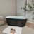 J24-59B Free Standing Tub 59" x27.5" Deep Soaking Bath Tub Freestanding Bathtub Black Soaker Tub