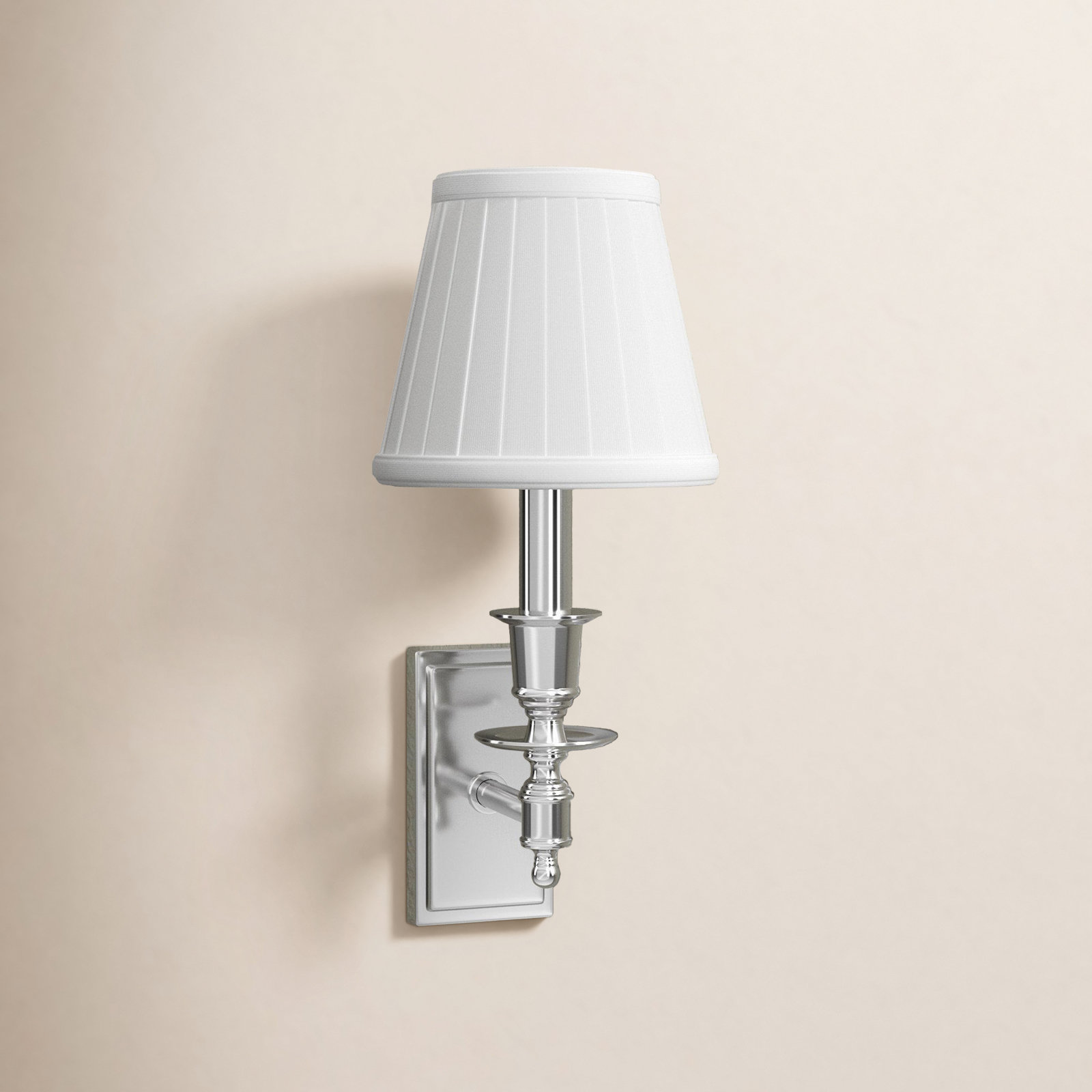 Lennon Single Light Candle Wall Light, Polished Nickel