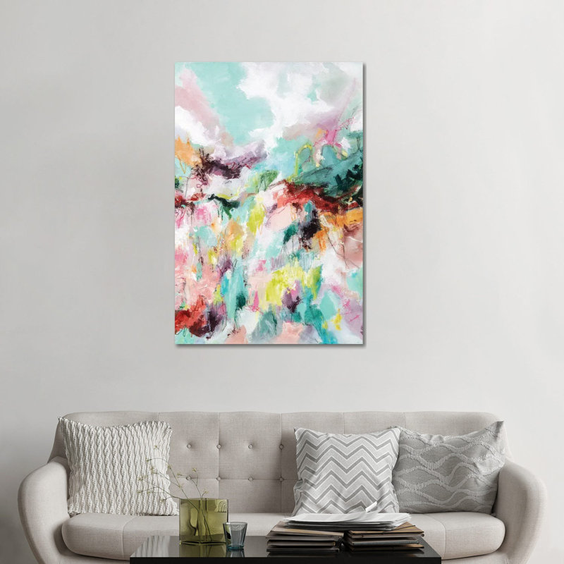 Impression d’art graphique, "Let Go" par Cristina dalla Valentina, H 48 po x l 32 po x P 1,5 po, Toile tendue, Pas de tapis