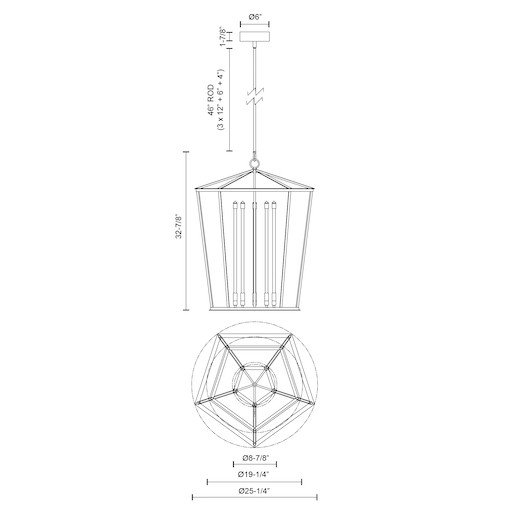 Delphine 5 - Light LED Chandelier, Natural Brass, 80.63" H x 32.88" W x 25.25" D