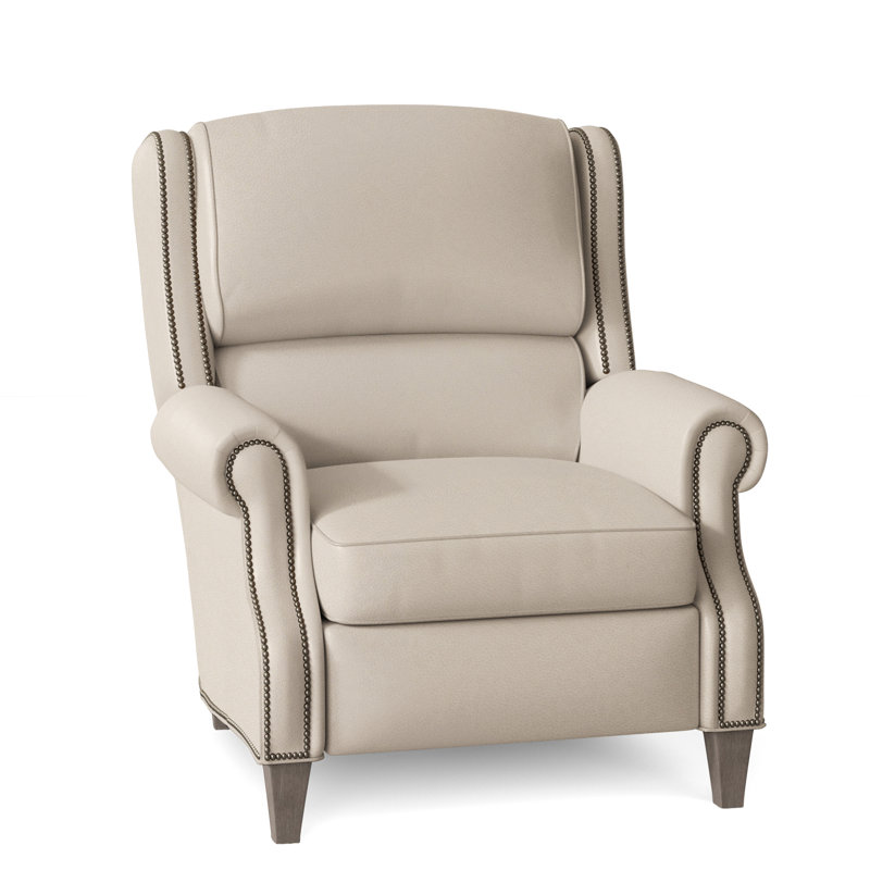Huss Recliner, Stone, Manual, Aline Fumo Genuine Leather