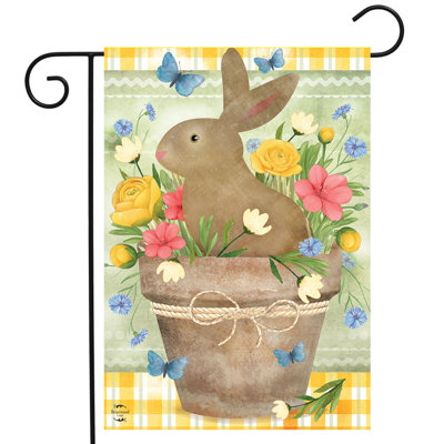 Flowerpot Bunny Garden Flag