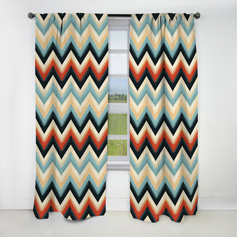 Motif à chevron rétro I - Chevron - Rideau occultant à chevrons - 1 panneau, L 52 po x L 90 po