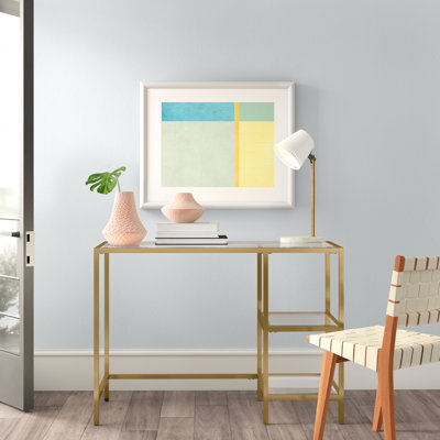 Glass Top Metal Base Writing Desk