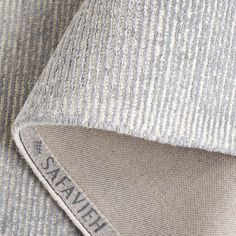 Tapis gris clair / gris en laine / coton touffeté à la main Xaylee, Rectangle 9 pi x 12 pi