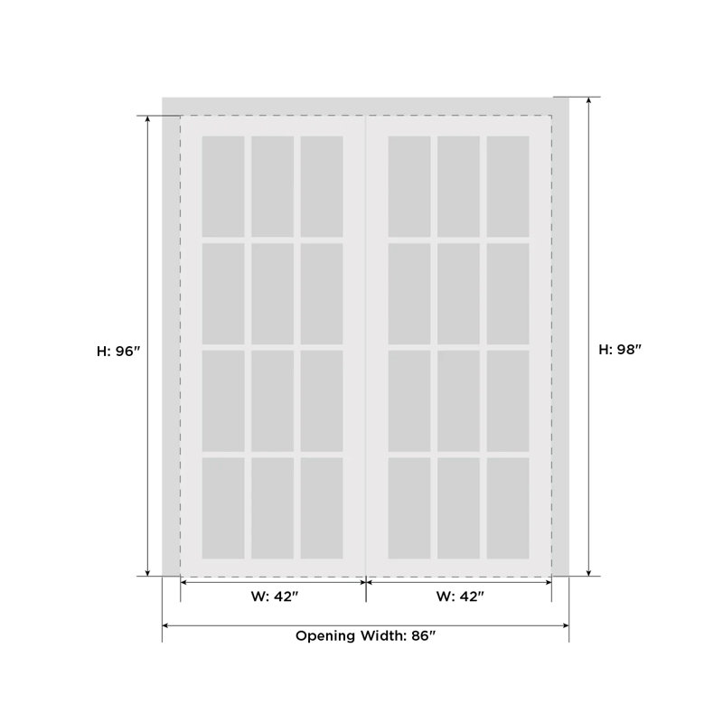 Matte Black 84 x 96 Inches Frosted Glass French Double Doors