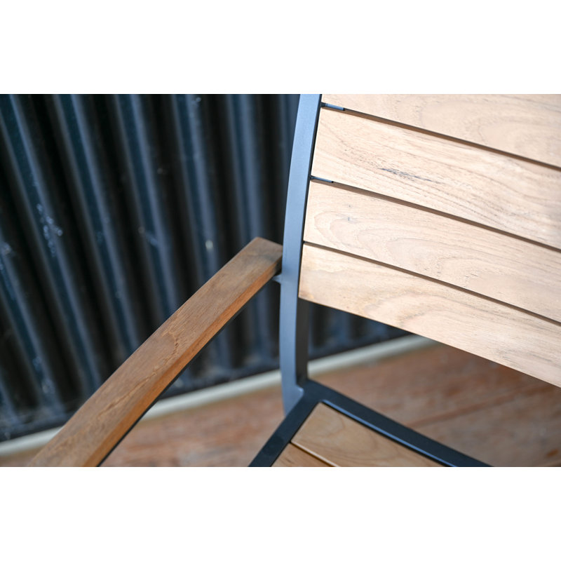 SoHo Teak Aluminum Outdoor Stacking Armchair, Black