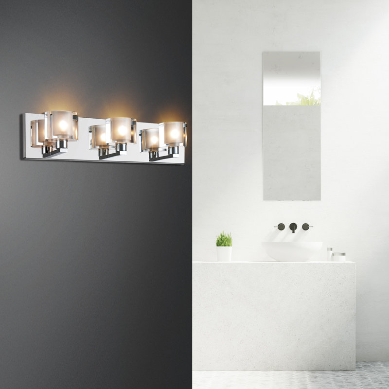 3 Light Wall Sconce – Chrome Finish with Clear Glass Shade for Powder Room, Dressing Room, Bathroom, Chrome
