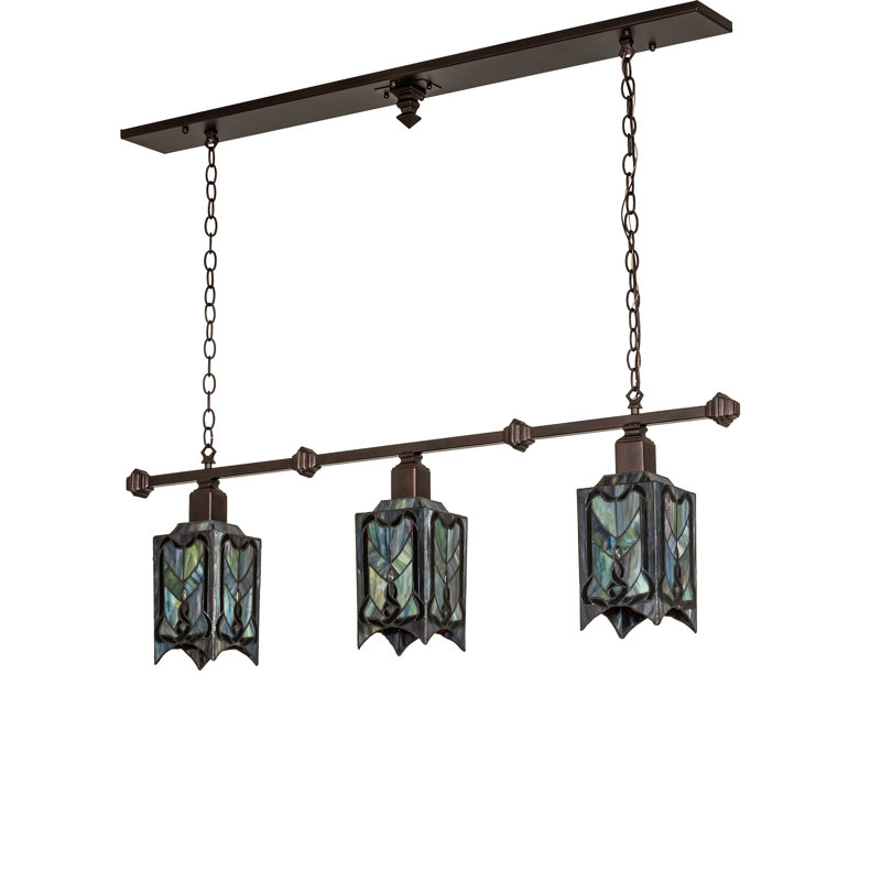 48" Long Cottage Mission 3 Light Island Pendant