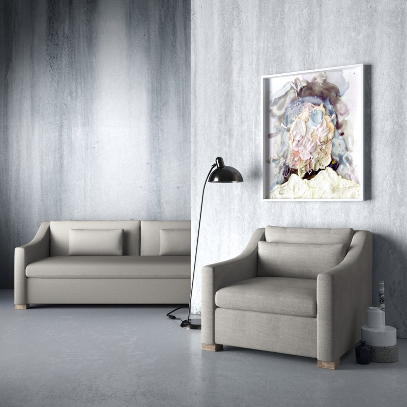 Canapé Crosby, H 32,5 po x l 108 po x P 43 po, Traînée argentée de lin à tissage carré, Ébène