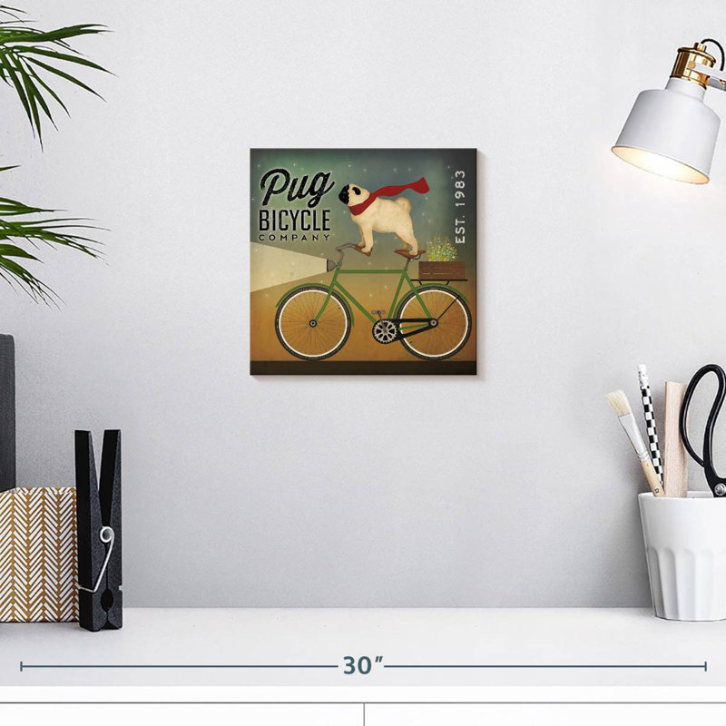 Brampt Pug On A Bike, 10" H x 10" W