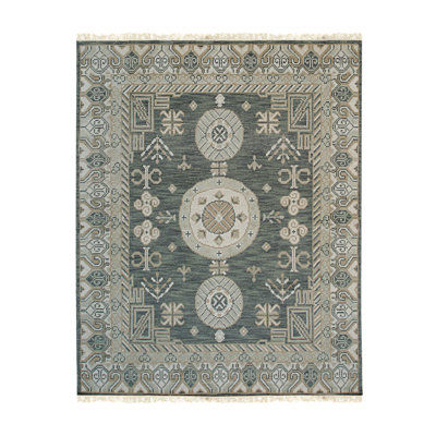 Rhea Traditional Green Hand Knotted Wool Area Rug