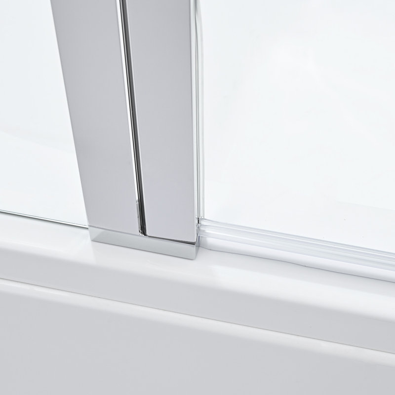 Canteras 39.5" W x 55.1" H Frameless Tub Door, Polished Chrome