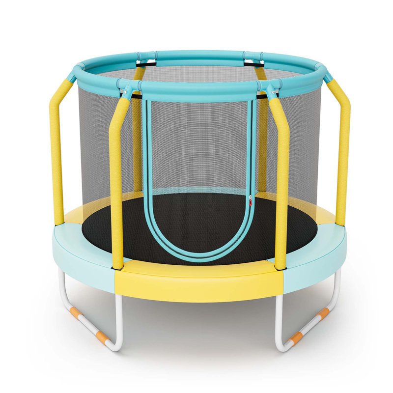 Costway Round Kid / Toddler Trampoline, Blue/Yellow