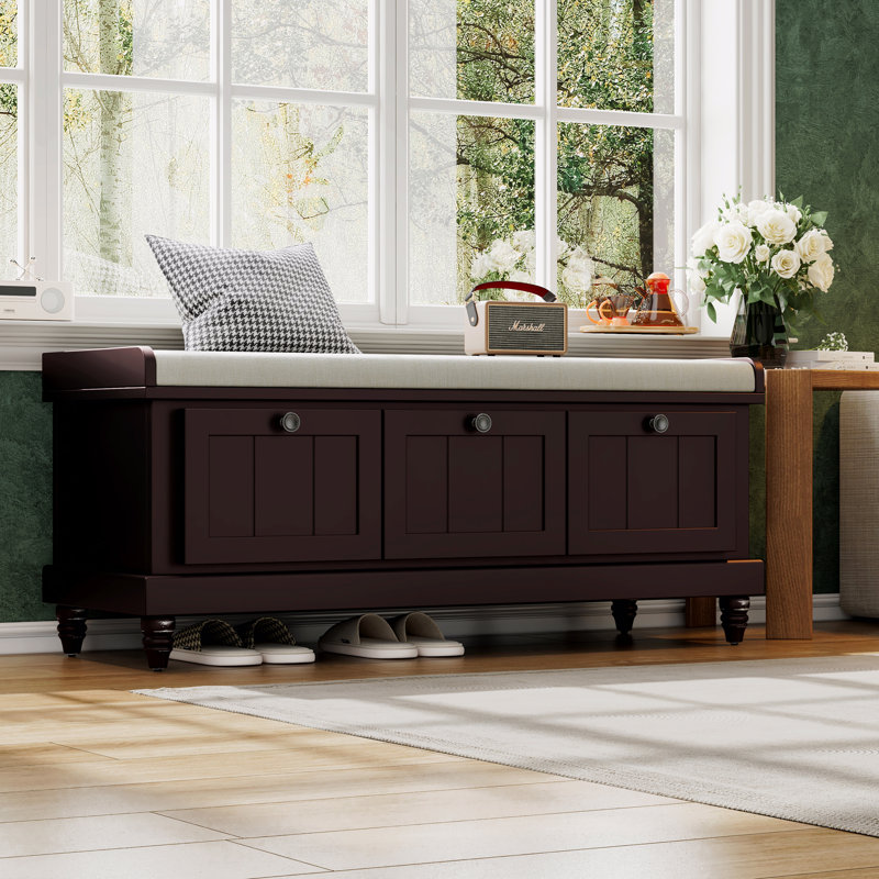Banc de rangement rembourré 3 tiroirs Classic, Espresso