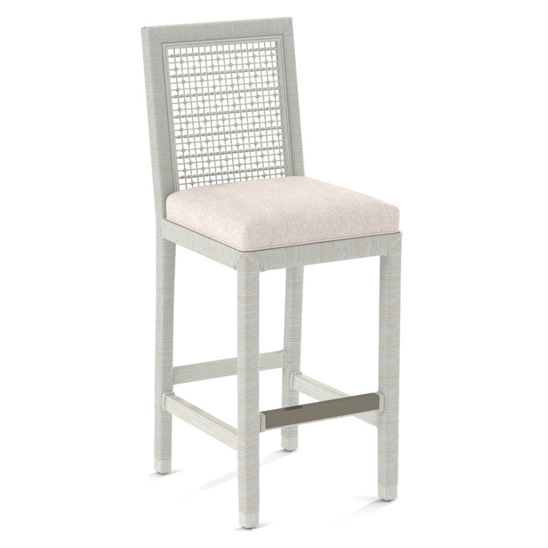Pine Isle Bar Stool, Sunbrella Beige Pinstripe; 6205-74, Bisque
