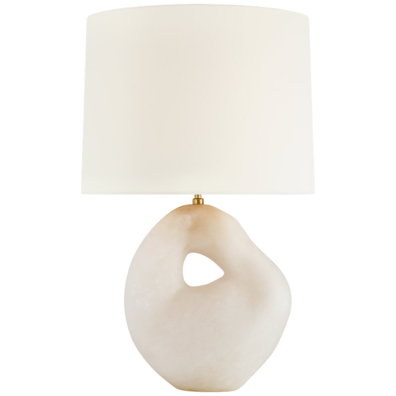 Adria 25" Cordless Table Lamp in Plaster White with Linen Shade, Alabaster