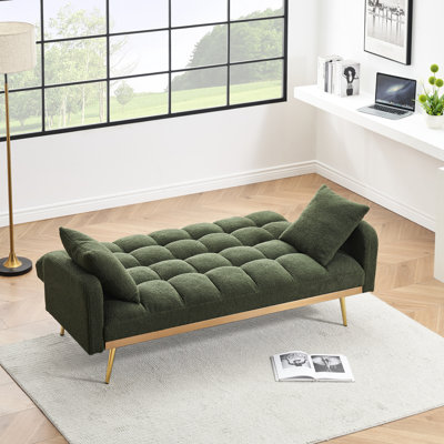 Modern Sofa69 "Green Sofa Bed, Adjustable Sofa Teddy 2 Throw Pillows
