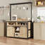 Îlot de cuisine de 42 pouces avec prise de courant en brun - Chariot mobile avec portes coulissantes, rangement, 2 armoires et 4 tablettes pour la cuisine ou la salle à manger