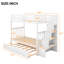 Lit superposé simple blanc avec lit gigogne et rangement - pin massif, dimensions et rangement de 39,1 po x 75,5 po, fabrication en pin