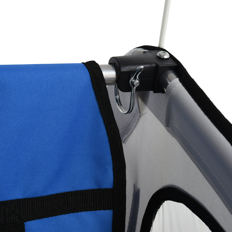 2-Seat Child Bike Trailer for Kids with a Strong Steel Frame, 5-Point Safety Harnesses, & Comfortable Seat, Blue, Blue
