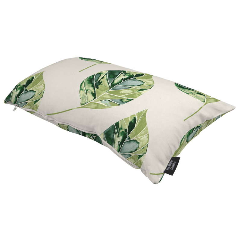 Gustin Leaf Indoor / Outdoor Floral Rectangular Throw Pillow Cover, Forest Green, 50cm x 30cm