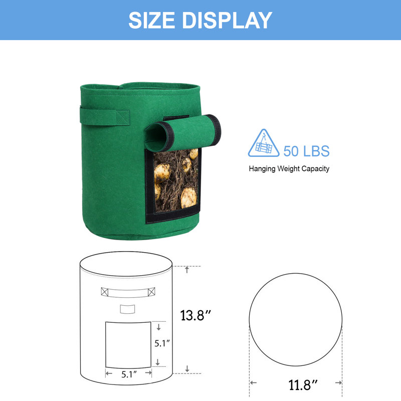 Tavorris 7 Gallon with mix Black, Ginger, Green Grow Bags with Window
