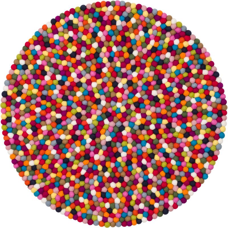 Lotte Round Geometric Wool Hand Woven Area Rug, Round 70cm