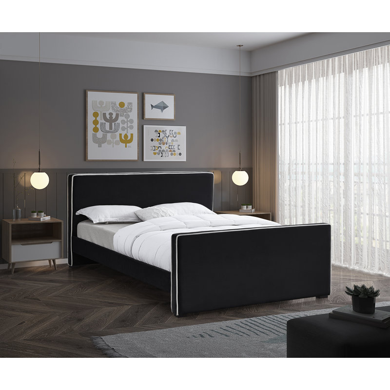 Lit en velours Haneesh, King, Velours noir