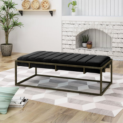 Banc rembourré en velours noir Modern