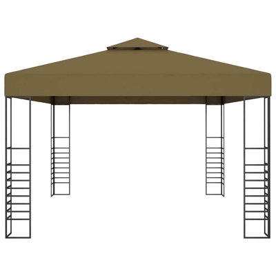 Grande auvent de patio en acier et polyester taupe Gazebo