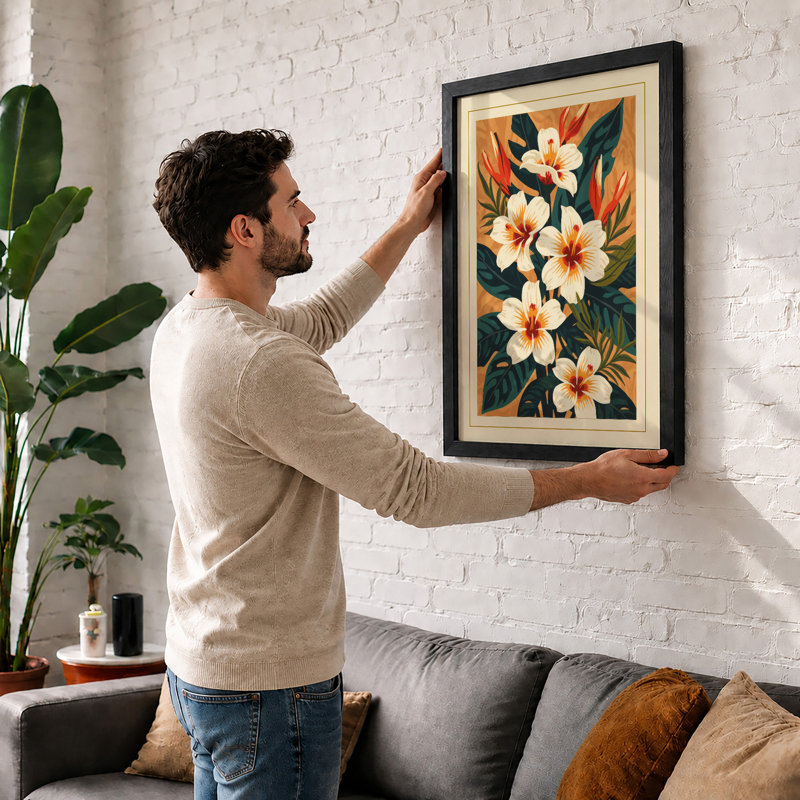 Blooms in Ochre Botanical - Framed Print, Unframed, A3 - 42.0 x 29.7 cm