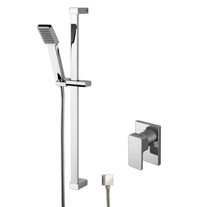 Mixer Shower with Handheld Shower Head, Minimalist Slim Square